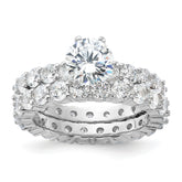 Sterling Silver Rhodium-plated CZ 2 Piece Wedding Set Ring